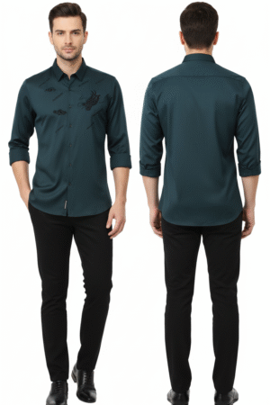 Men’s Solid Spread Collar Party Shirt – Elegant & Stylish Party Wear