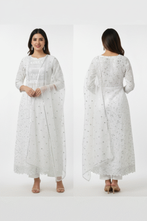 Nazakart Designer Collection – Lucknowi Chikankari Viscose Mukesh Work Kurti