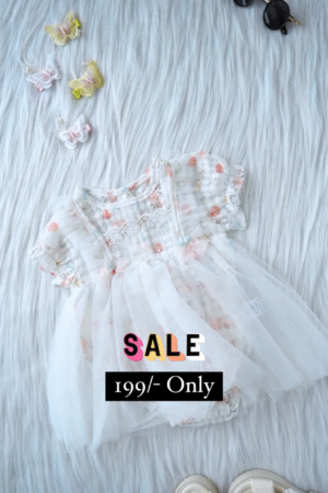 Off White Embroidered Skirt For Kids On Sale