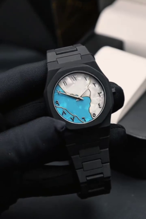 Black Analog Wristwatch – Eastern Arabic Dial with Matte Finish