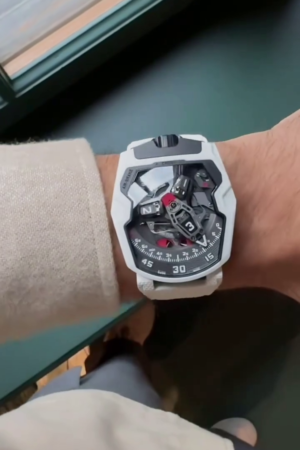 White Ceramic Composite Watch with Vulcanized Rubber Strap