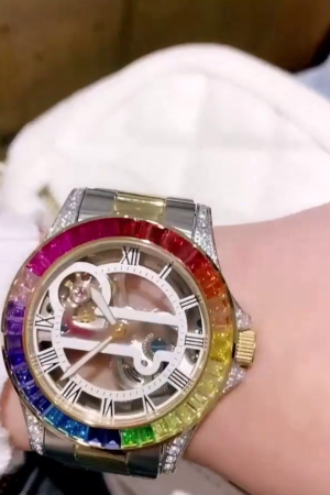 Automatic Luxury Rainbow Watch – Bold Mechanical Timepiece