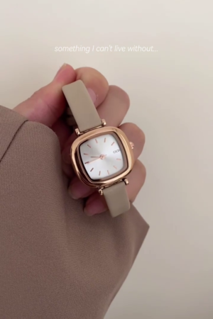 Cinque Rose Gold Beige PU Strap Watch