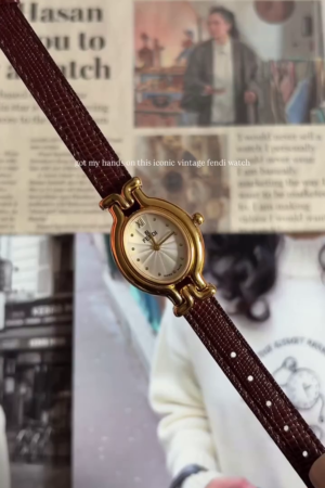 Gold-Plated Watch (Model 640L) with Brown Leather Strap
