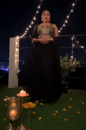 Utsang Embellished Party Top With Skirt & Shrug