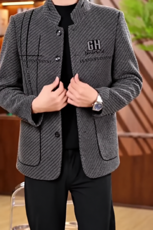 Men's Puffer Jacket Thickened Winter Coat Warm Stand Collar Color Block Zip Up Jacket Ski Bubble Coat