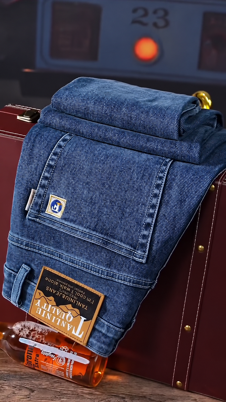 Men’s Blue Slim-Fit Casual Denim Jeans
