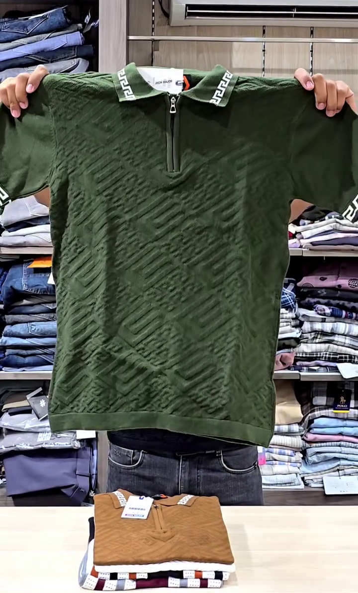 Marr Knitted Zipped Polo Shirt Navy - Image 6