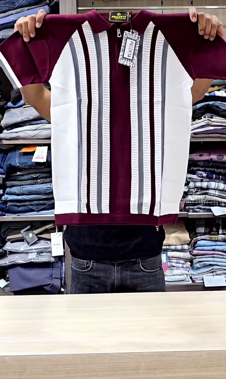 Marr Knitted Zipped Polo Shirt Navy - Image 2